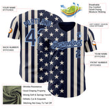 Custom Navy Cream-Light Blue USA Flag Patriotic Split Stars and Stripes Authentic Baseball Jersey