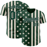 Custom Green Cream-Gray USA Flag Patriotic Split Stars and Stripes Authentic Baseball Jersey
