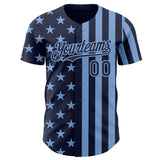 Custom Navy-Light Blue USA Flag Patriotic Split Stars and Stripes Authentic Baseball Jersey