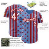Custom Powder Blue White-Red USA Flag Patriotic Split Stars and Stripes Authentic Baseball Jersey