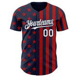 Custom Navy White-Red USA Flag Patriotic Split Stars and Stripes Authentic Baseball Jersey