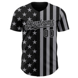 Custom Black-Gray USA Flag Patriotic Split Stars and Stripes Authentic Baseball Jersey