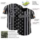Custom Black-Gray USA Flag Patriotic Split Stars and Stripes Authentic Baseball Jersey