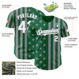 Custom Kelly Green White-Gray USA Flag Patriotic Split Stars and Stripes Authentic Baseball Jersey