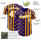 Custom Purple White-Gold USA Flag Patriotic Split Stars and Stripes Authentic Baseball Jersey