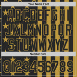 Custom Black-Old Gold USA Flag Patriotic Split Stars and Stripes Authentic Baseball Jersey