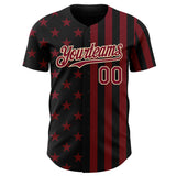 Custom Black Crimson-City Cream USA Flag Patriotic Split Stars and Stripes Authentic Baseball Jersey