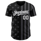 Custom Black White-Steel Gray USA Flag Patriotic Split Stars and Stripes Authentic Baseball Jersey