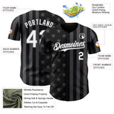 Custom Black White-Steel Gray USA Flag Patriotic Split Stars and Stripes Authentic Baseball Jersey