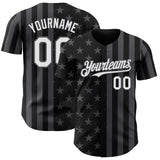Custom Black White-Steel Gray USA Flag Patriotic Split Stars and Stripes Authentic Baseball Jersey