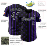 Custom Black Purple-Gray USA Flag Patriotic Split Stars and Stripes Authentic Baseball Jersey