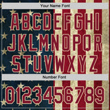 Custom Navy Crimson-City Cream Vintage USA Flag Patriotic Split Stars and Stripes Authentic Baseball Jersey