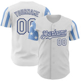 Custom White Light Blue-Royal Two Tone USA Flag Sleeves Stars and Stripes Authentic Baseball Jersey