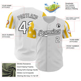 Custom White Yellow-Black Two Tone USA Flag Sleeves Stars and Stripes Authentic Baseball Jersey