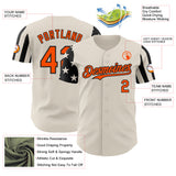 Custom Cream Orange-Black Two Tone USA Flag Sleeves Stars and Stripes Authentic Baseball Jersey