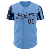 Custom Light Blue-Navy Two Tone USA Flag Sleeves Stars and Stripes Authentic Baseball Jersey