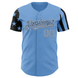 Custom Light Blue Black-White Two Tone USA Flag Sleeves Stars and Stripes Authentic Baseball Jersey