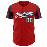 Custom Red White-Navy Two Tone USA Flag Sleeves Stars and Stripes Authentic Baseball Jersey