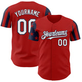 Custom Red White-Navy Two Tone USA Flag Sleeves Stars and Stripes Authentic Baseball Jersey