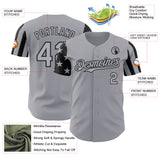 Custom Gray-Black Two Tone USA Flag Sleeves Stars and Stripes Authentic Baseball Jersey