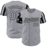 Custom Gray-Black Two Tone USA Flag Sleeves Stars and Stripes Authentic Baseball Jersey