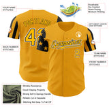 Custom Gold Black-White Two Tone USA Flag Sleeves Stars and Stripes Authentic Baseball Jersey