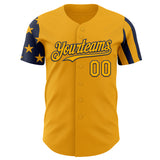 Custom Gold-Navy Two Tone USA Flag Sleeves Stars and Stripes Authentic Baseball Jersey