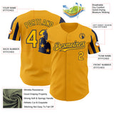 Custom Gold-Navy Two Tone USA Flag Sleeves Stars and Stripes Authentic Baseball Jersey