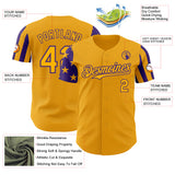 Custom Gold-Purple Two Tone USA Flag Sleeves Stars and Stripes Authentic Baseball Jersey