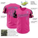 Custom Pink Black-Light Blue Two Tone USA Flag Sleeves Stars and Stripes Authentic Baseball Jersey