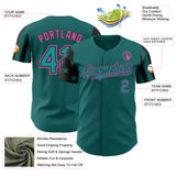 Custom Teal Black-Pink Two Tone USA Flag Sleeves Stars and Stripes Authentic Baseball Jersey