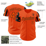 Custom Orange-Black Two Tone USA Flag Sleeves Stars and Stripes Authentic Baseball Jersey