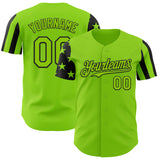 Custom Neon Green-Black Two Tone USA Flag Sleeves Stars and Stripes Authentic Baseball Jersey