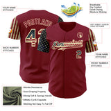 Custom Crimson Vintage USA Flag-City Cream Two Tone USA Flag Sleeves Stars and Stripes Authentic Baseball Jersey