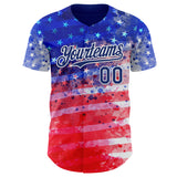 Custom Royal Red-White American Flag Patriotic Authentic Baseball Jersey