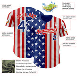 Custom Royal Red-White USA Flag Patriotic Split Stars and Stripes Authentic Baseball Jersey