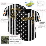 Custom Black White-Old Gold USA Flag Patriotic Split Stars and Stripes Authentic Baseball Jersey