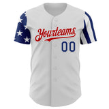 Custom White Royal-Red Two Tone USA Flag Sleeves Stars and Stripes Authentic Baseball Jersey