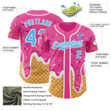 Custom Pink Sky Blue-White Ice Cream Waffle Foodie Dessert Authentic Baseball Jersey