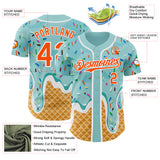 Custom Ice Blue Orange-White Ice Cream Waffle Foodie Dessert Authentic Baseball Jersey