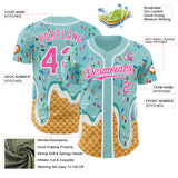 Custom Ice Blue Pink-White Ice Cream Waffle Foodie Dessert Authentic Baseball Jersey