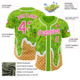 Custom Neon Green Pink-White Ice Cream Waffle Foodie Dessert Authentic Baseball Jersey