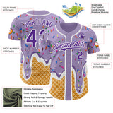 Custom Light Purple Purple-White Ice Cream Waffle Foodie Dessert Authentic Baseball Jersey