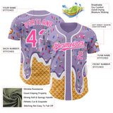 Custom Light Purple Pink-White Ice Cream Waffle Foodie Dessert Authentic Baseball Jersey