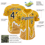 Custom Gold Black-White Ice Cream Waffle Foodie Dessert Authentic Baseball Jersey