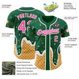 Custom Kelly Green Pink-White Ice Cream Waffle Foodie Dessert Authentic Baseball Jersey