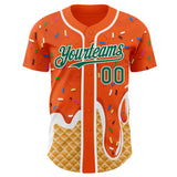 Custom Orange Kelly Green-White Ice Cream Waffle Foodie Dessert Authentic Baseball Jersey