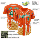 Custom Orange Kelly Green-White Ice Cream Waffle Foodie Dessert Authentic Baseball Jersey