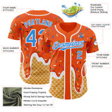 Custom Orange Electric Blue-White Ice Cream Waffle Foodie Dessert Authentic Baseball Jersey