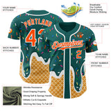 Custom Teal Orange-White Ice Cream Waffle Foodie Dessert Authentic Baseball Jersey